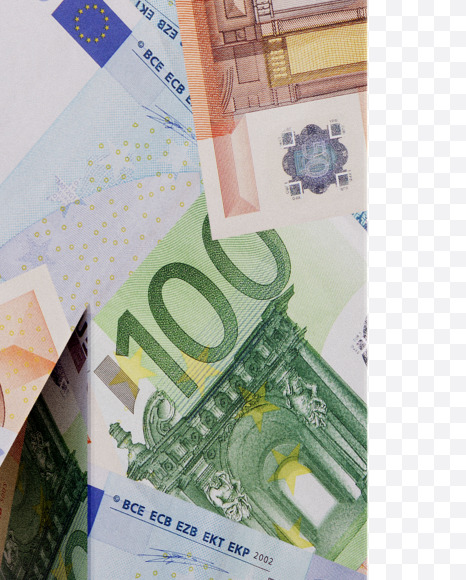 Letter M from Euro bill alphabet on Yellow Images Creative Fonts - S63667