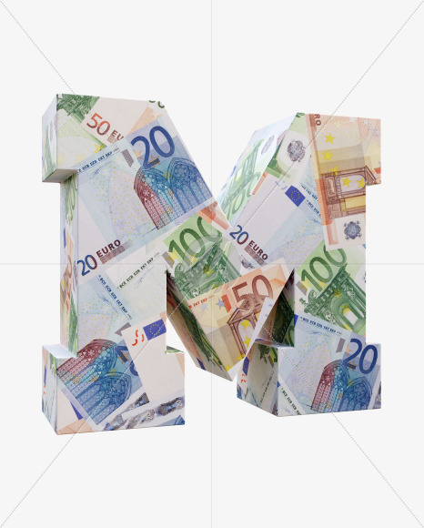 Letter M from Euro bill alphabet on Yellow Images Creative Fonts - S63667