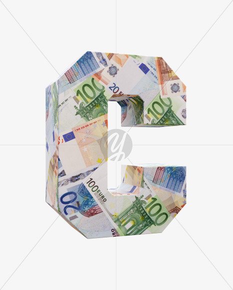 Letter C from Euro bill alphabet on Yellow Images Creative Fonts - S63656