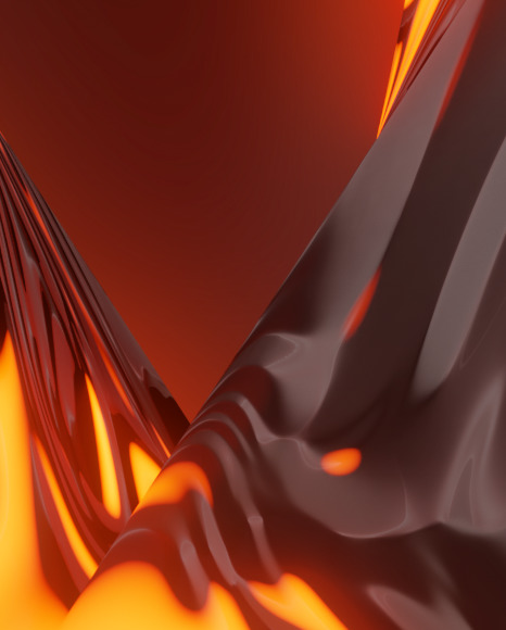 Letter V from Magma Volcano - Stone and lava font on Yellow Images Creative Fonts - S63723