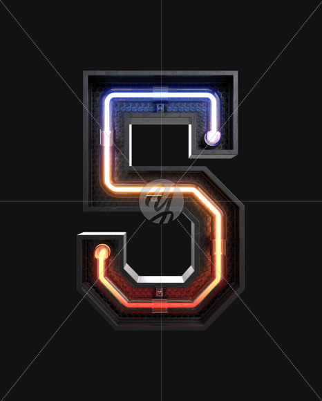 5 from Neon Light alphabet v3 on Yellow Images Creative Fonts - S63802