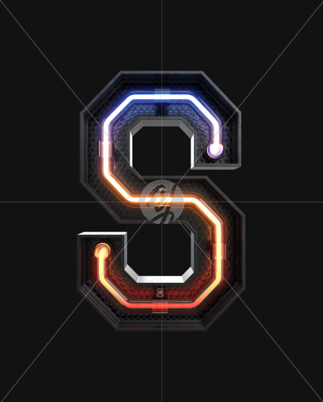 Letter S from Neon Light alphabet v3 on Yellow Images Creative Fonts - S63789