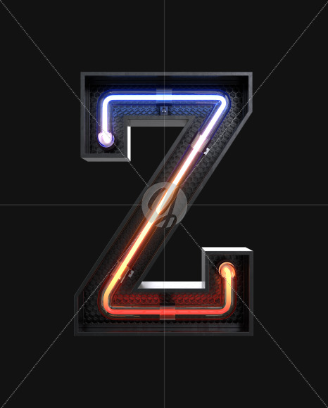 Letter Z from Neon Light alphabet v3 on Yellow Images Creative Fonts - S63796