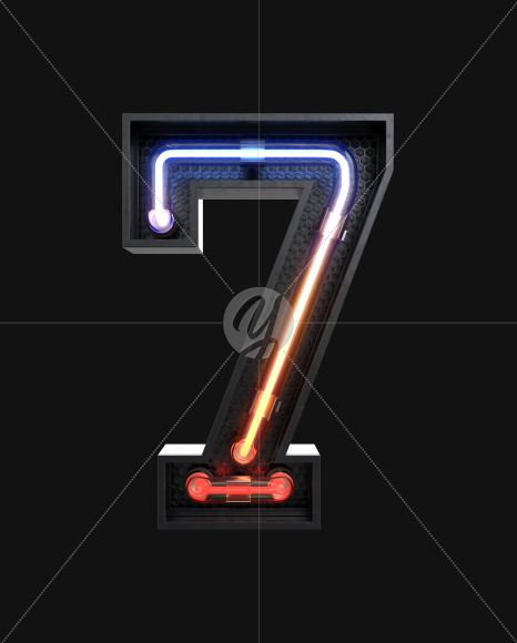 7 from Neon Light alphabet v3 on Yellow Images Creative Fonts - S63804