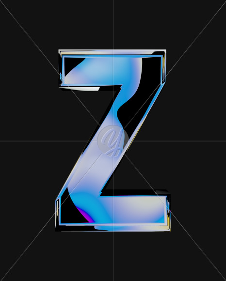 Letter Z from Iridescent Blobs Reflections font on Yellow Images Creative Fonts - S64518