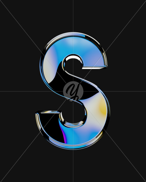 Letter S from Iridescent Blobs Reflections font on Yellow Images Creative Fonts - S64511