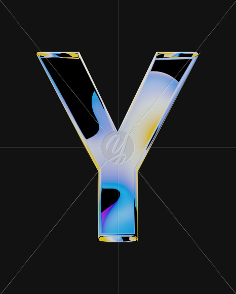 Letter Y from Iridescent Blobs Reflections font on Yellow Images Creative Fonts - S64517