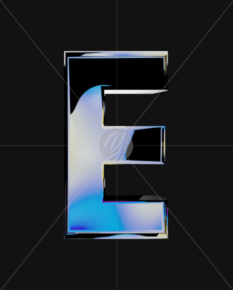 Letter E from Iridescent Blobs Reflections font on Yellow Images Creative Fonts - S64497