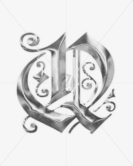 Letter Q from Old Gothic Metal Alphabet on Yellow Images Creative Fonts - S64546