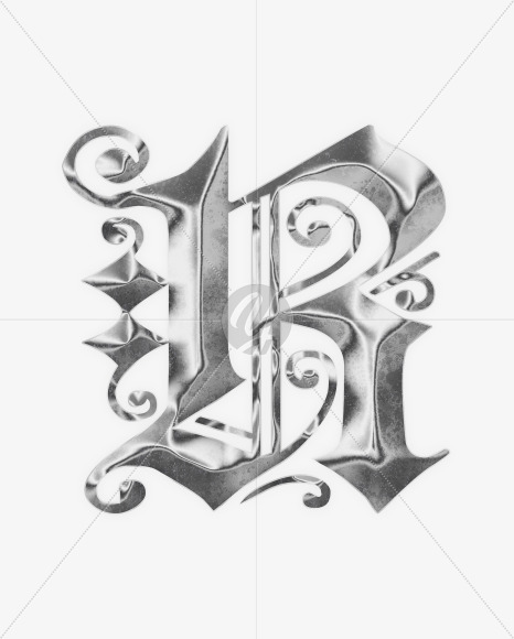 Letter R from Old Gothic Metal Alphabet on Yellow Images Creative Fonts - S64547