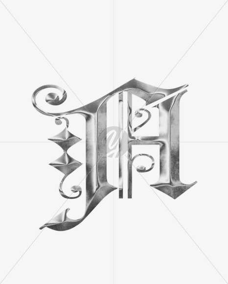 Letter A from Old Gothic Metal Alphabet on Yellow Images Creative Fonts - S64530