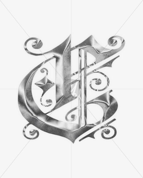 Letter C from Old Gothic Metal Alphabet on Yellow Images Creative Fonts - S64532