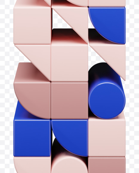 Letter I from Colored geometric blocks on Yellow Images Creative Fonts - S64614