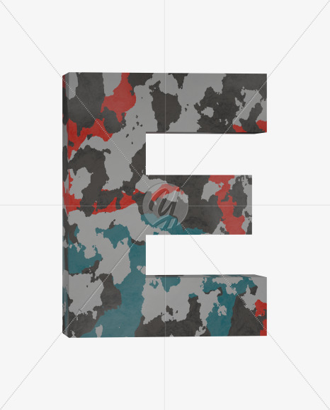 Letter E from Camo Alphabet on Yellow Images Creative Fonts - S64647