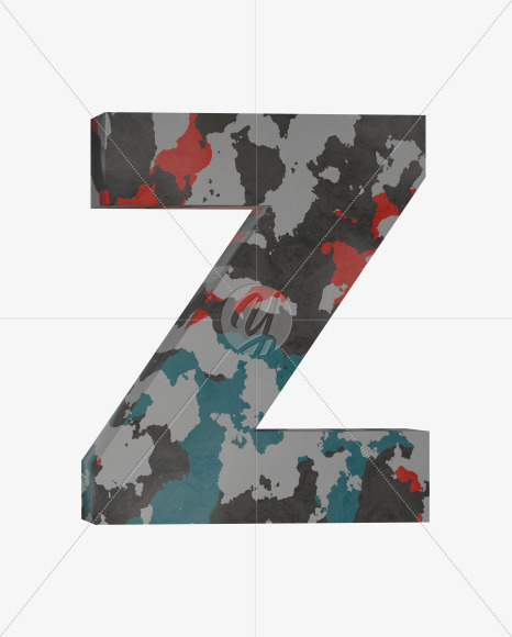 Letter Z from Camo Alphabet on Yellow Images Creative Fonts - S64668