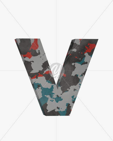 Letter V from Camo Alphabet on Yellow Images Creative Fonts - S64664