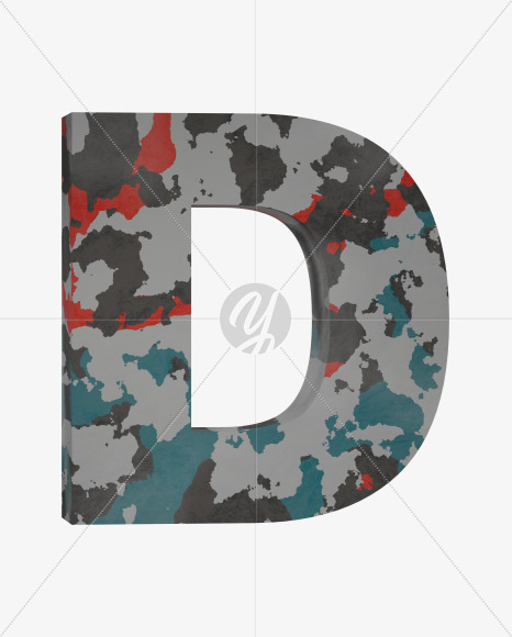 Letter D from Camo Alphabet on Yellow Images Creative Fonts - S64646