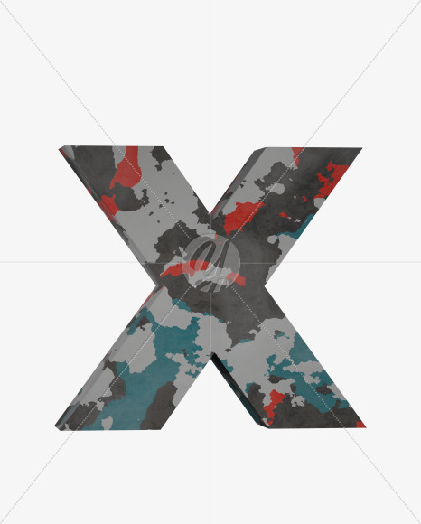 Letter X from Camo Alphabet on Yellow Images Creative Fonts - S64666