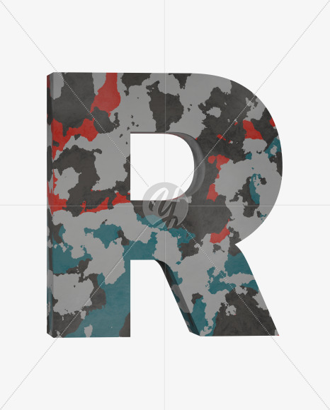 Letter R from Camo Alphabet on Yellow Images Creative Fonts - S64660