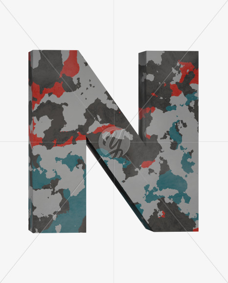 Letter N from Camo Alphabet on Yellow Images Creative Fonts - S64656