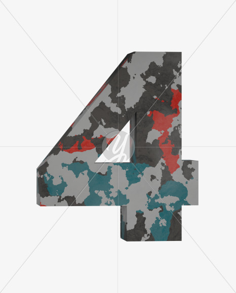 4 from Camo Alphabet on Yellow Images Creative Fonts - S64637