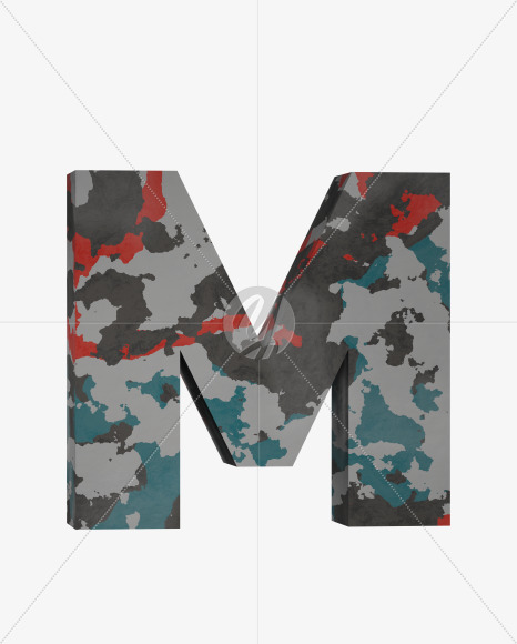 Letter M from Camo Alphabet on Yellow Images Creative Fonts - S64655