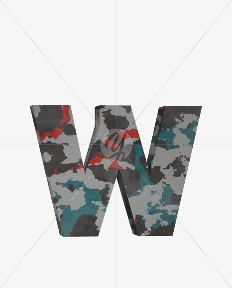 Letter W from Camo Alphabet on Yellow Images Creative Fonts - S64665