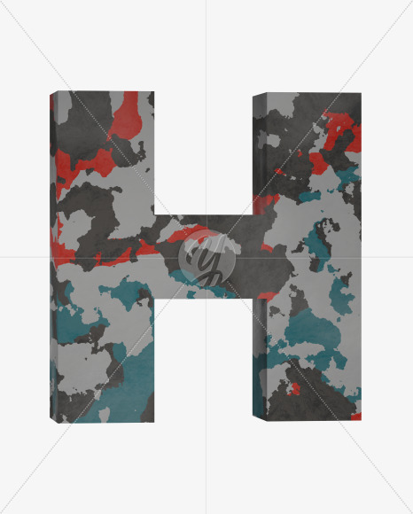 Letter H from Camo Alphabet on Yellow Images Creative Fonts - S64650