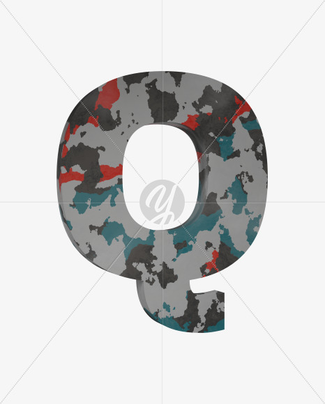 Letter Q from Camo Alphabet on Yellow Images Creative Fonts - S64659