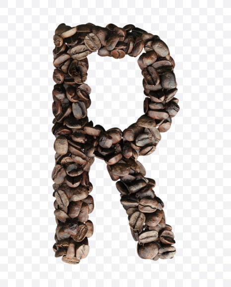 Letter R from Coffee Beans 3D Lettering on Yellow Images Creative Fonts - S65119