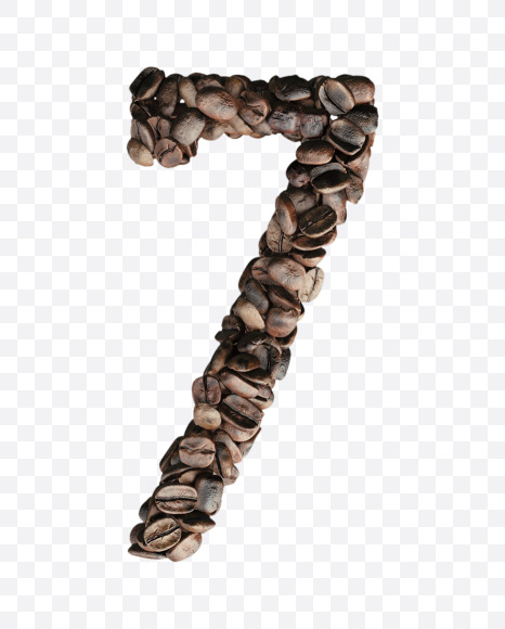 7 from Coffee Beans 3D Lettering on Yellow Images Creative Fonts - S65135