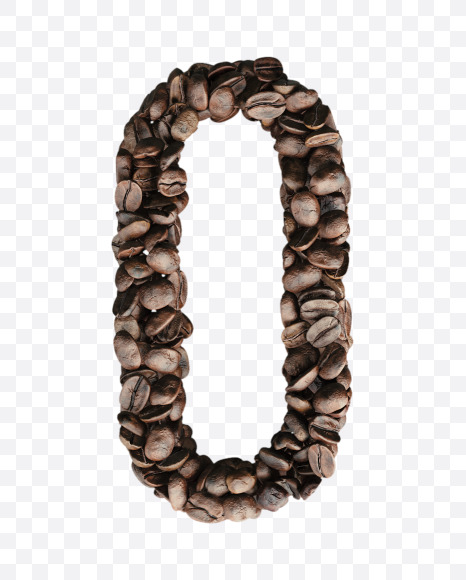 0 from Coffee Beans 3D Lettering on Yellow Images Creative Fonts - S65128