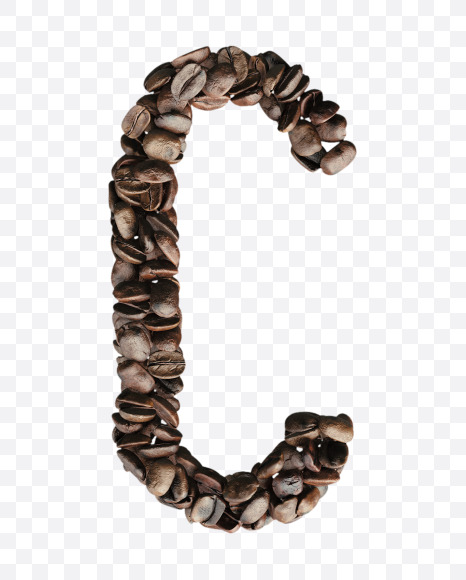 Letter C from Coffee Beans 3D Lettering on Yellow Images Creative Fonts - S65104