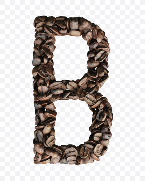Letter B from Coffee Beans 3D Lettering on Yellow Images Creative Fonts - S65103
