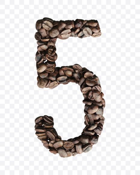 5 from Coffee Beans 3D Lettering on Yellow Images Creative Fonts - S65133