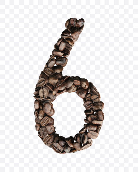 6 from Coffee Beans 3D Lettering on Yellow Images Creative Fonts - S65134