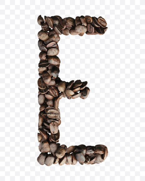 Letter E from Coffee Beans 3D Lettering on Yellow Images Creative Fonts - S65106