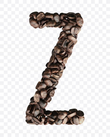 Letter Z from Coffee Beans 3D Lettering on Yellow Images Creative Fonts - S65127