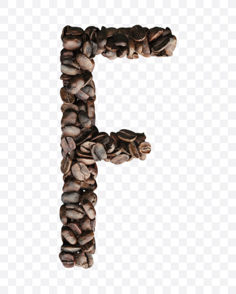 Letter F from Coffee Beans 3D Lettering on Yellow Images Creative Fonts - S65107