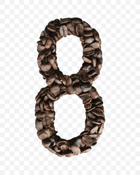 8 from Coffee Beans 3D Lettering on Yellow Images Creative Fonts - S65136