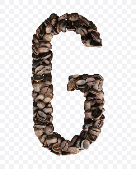 Letter G from Coffee Beans 3D Lettering on Yellow Images Creative Fonts - S65108