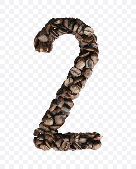 2 from Coffee Beans 3D Lettering on Yellow Images Creative Fonts - S65130