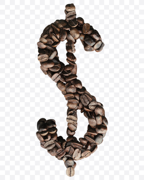 $ from Coffee Beans 3D Lettering on Yellow Images Creative Fonts - S65142