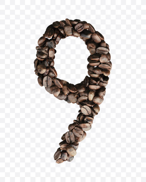 9 from Coffee Beans 3D Lettering on Yellow Images Creative Fonts - S65137