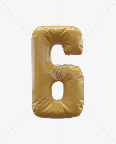 6 from Yellow Foil 3D Letters on Yellow Images Creative Fonts - S65011