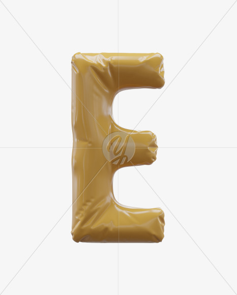 Letter E from Yellow Foil 3D Letters on Yellow Images Creative Fonts - S64984