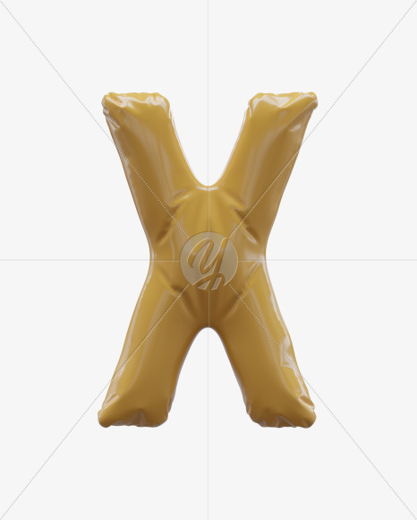 Letter X from Yellow Foil 3D Letters on Yellow Images Creative Fonts - S65003