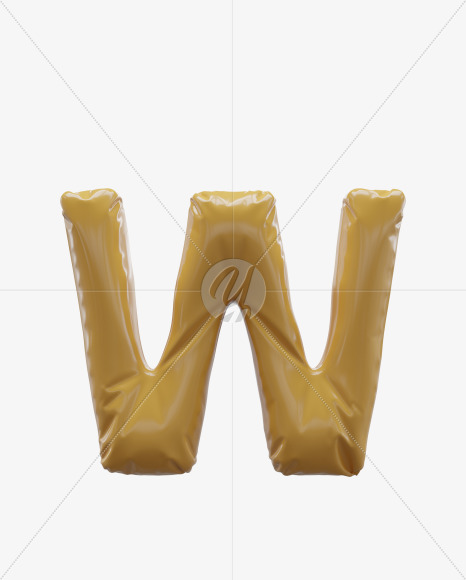 Letter W from Yellow Foil 3D Letters on Yellow Images Creative Fonts - S65002