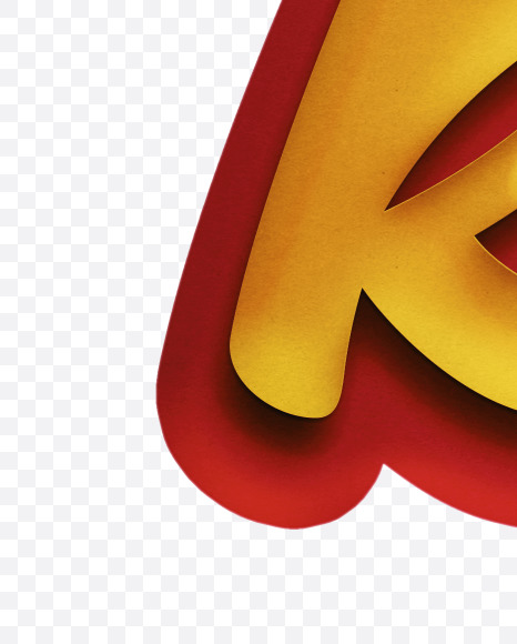 K lowercase from Double Paper Cut Lettering on Yellow Images Creative Fonts - S64932