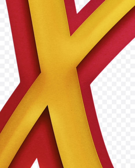 Letter X from Double Paper Cut Lettering on Yellow Images Creative Fonts - S64919